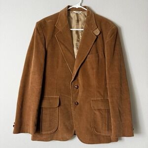 Carl Michaels Vintage Corduroy Blazer Mens 40 Brown Elbow Patches Made in Japan